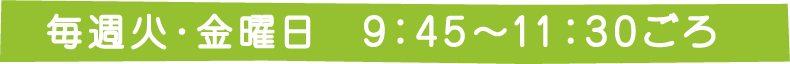 毎週火・金曜日 9：45～11：30ごろ